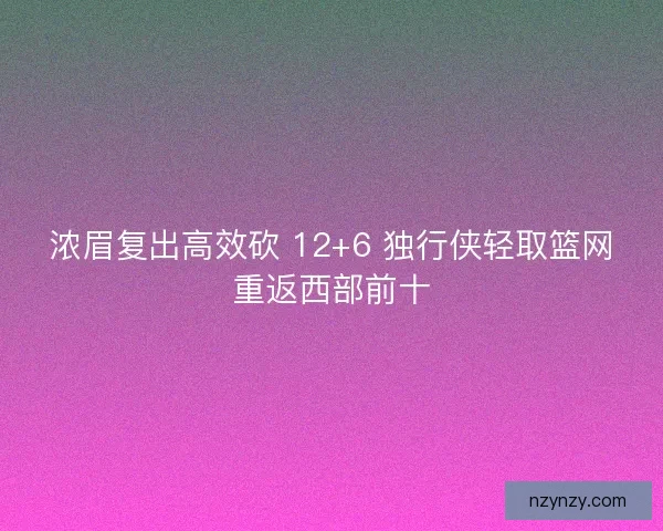 浓眉复出高效砍 12+6 独行侠轻取篮网重返西部前十