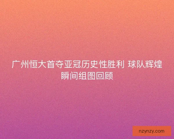 广州恒大首夺亚冠历史性胜利 球队辉煌瞬间组图回顾 广州恒大首夺亚冠历史性胜利 球队辉煌瞬间组图回顾